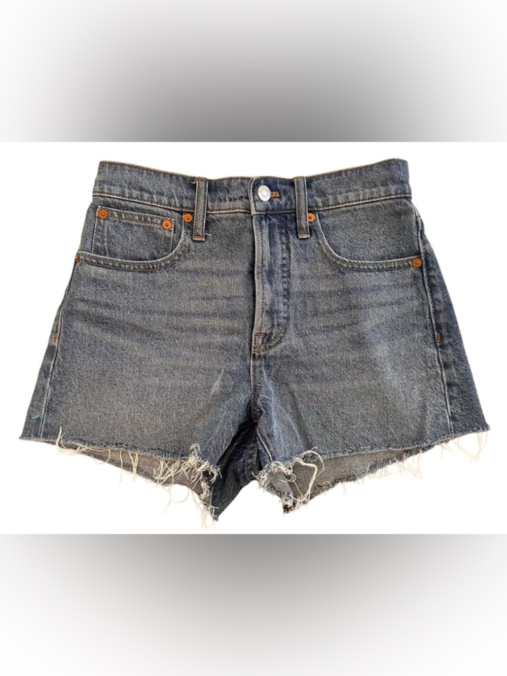 Madewell The Perfect Jean Cutoff Shorts Denim Size 25 Raw Hem High Rise Blue